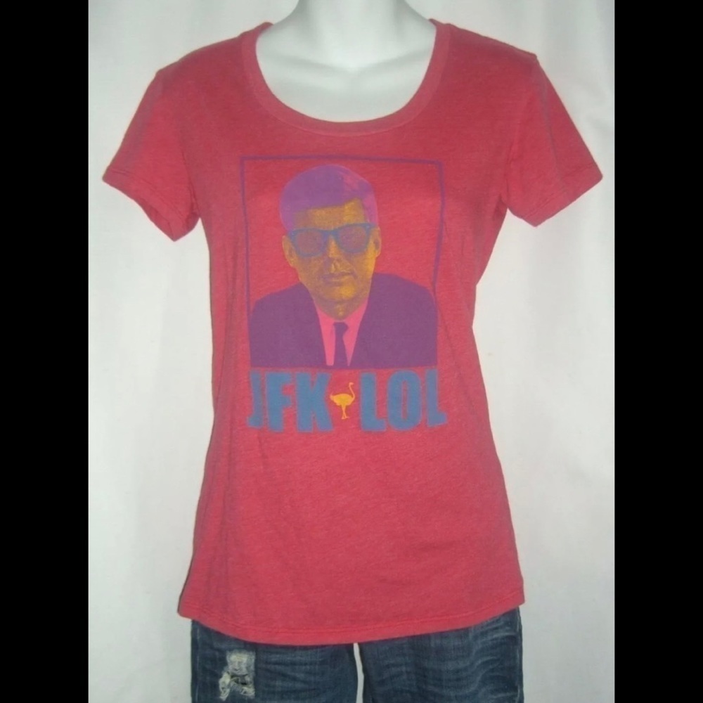 Chive Tees Heathered Red JFK LOL Neon Pop Art John F Kennedy President Retro M